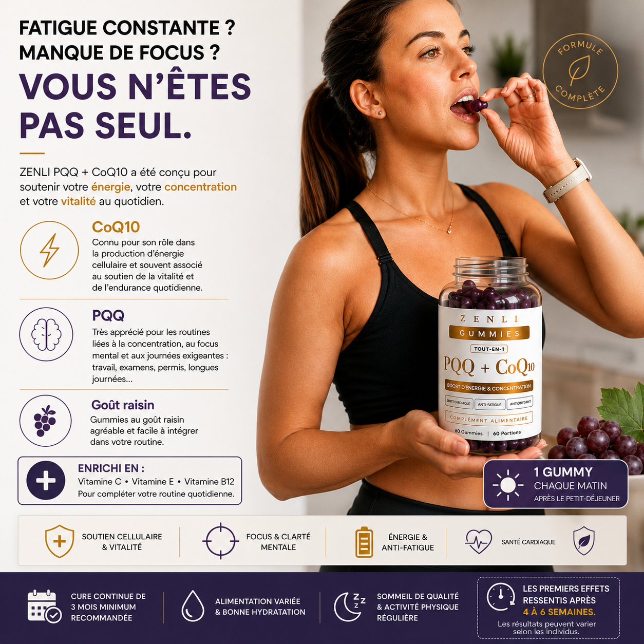 Gummies PQQ + CoQ10 — Boost d'Énergie & Concentration