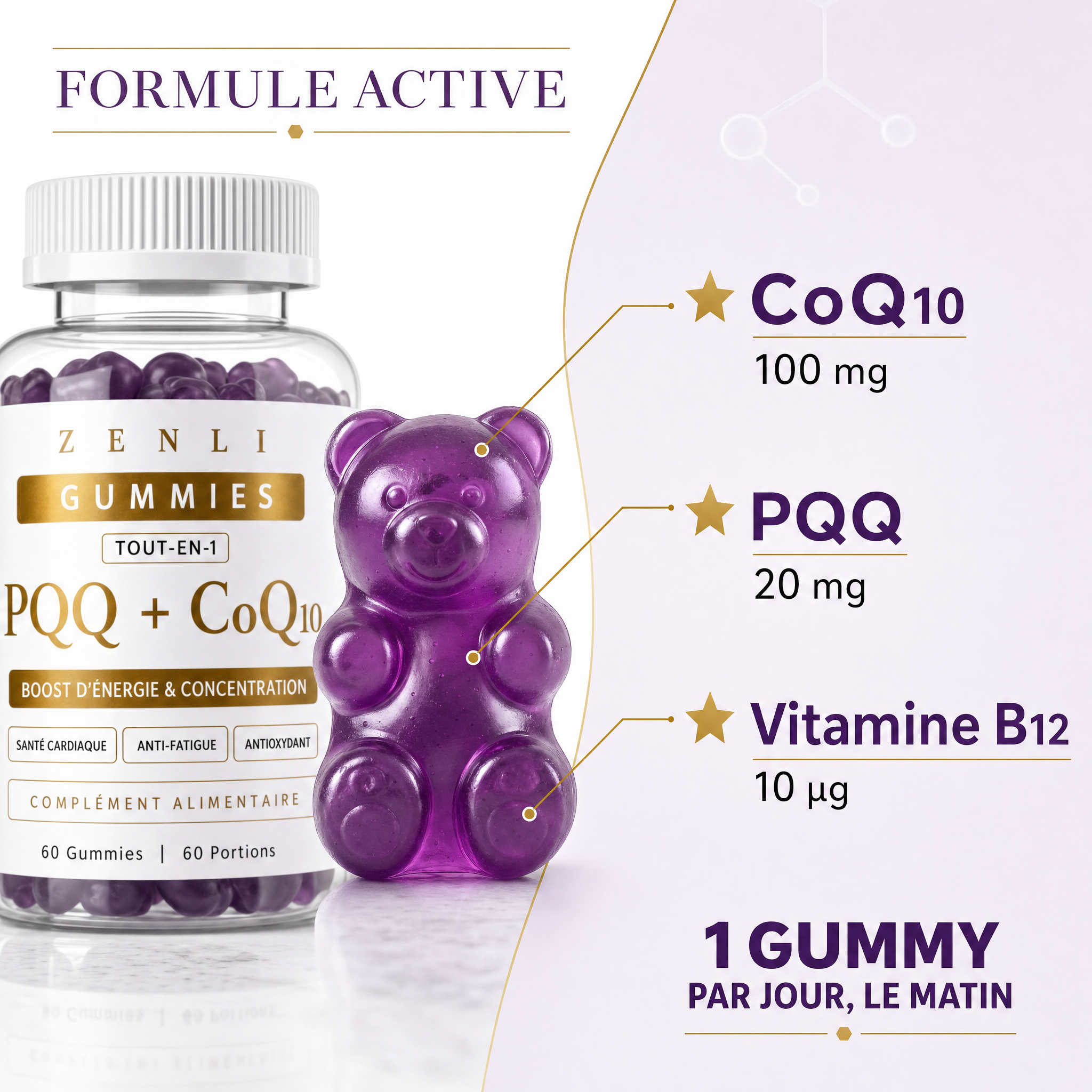Gummies PQQ + CoQ10 — Boost d'Énergie & Concentration